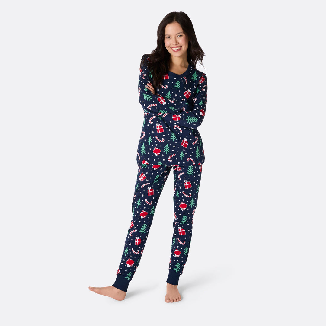 Women's Blue Christmas Pattern Christmas Pyjamas