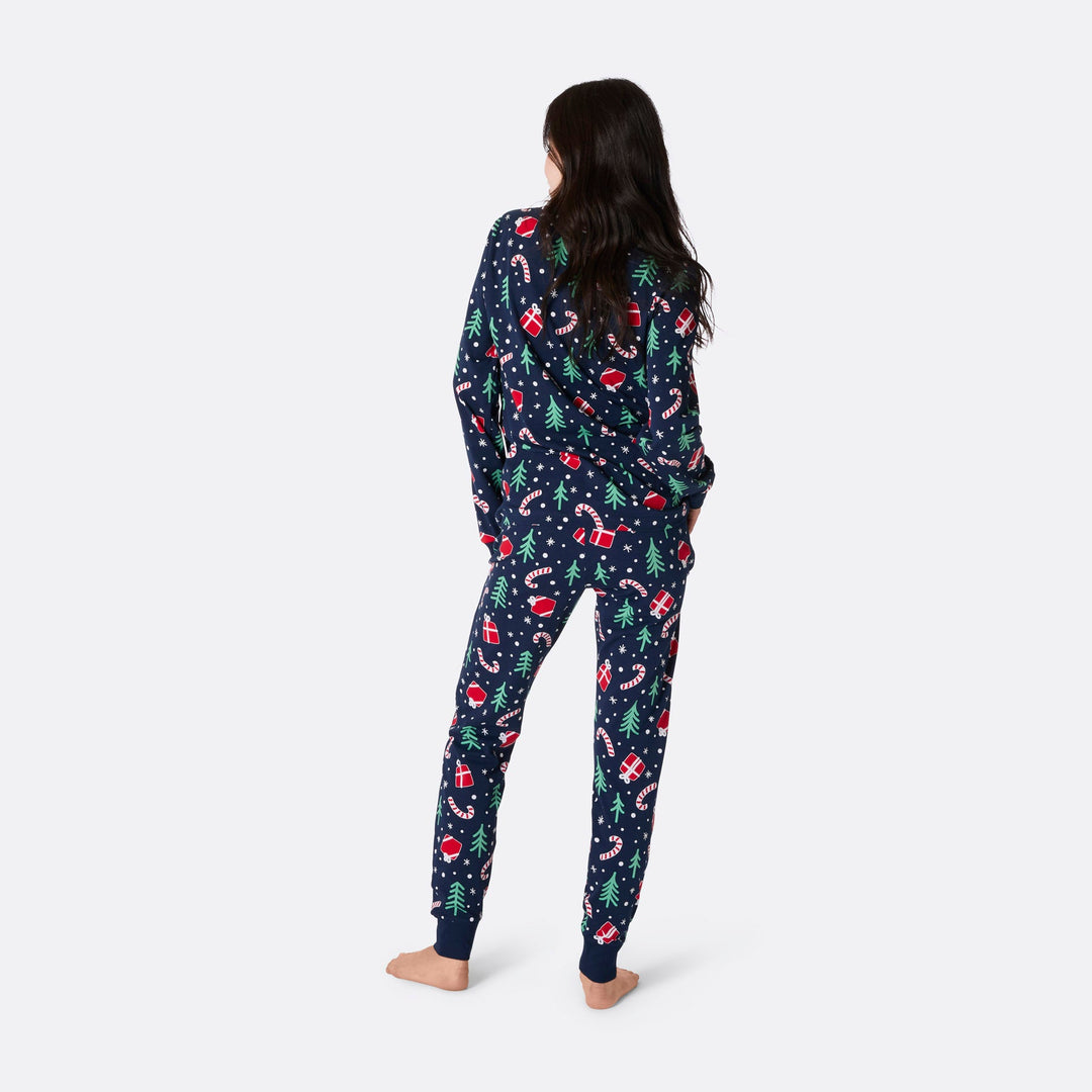 Women's Blue Christmas Pattern Christmas Pyjamas