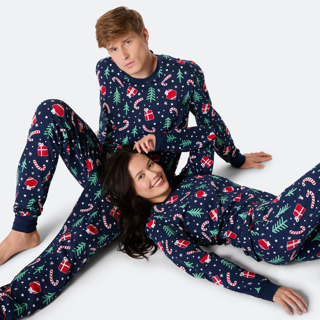 Women's Blue Christmas Pattern Christmas Pyjamas