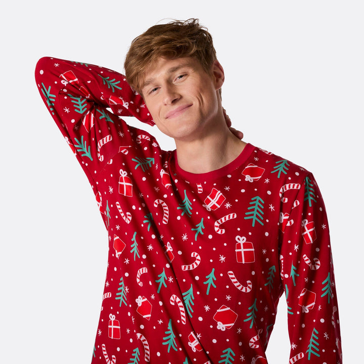 Red Christmas Pattern Christmas Pyjamas Family