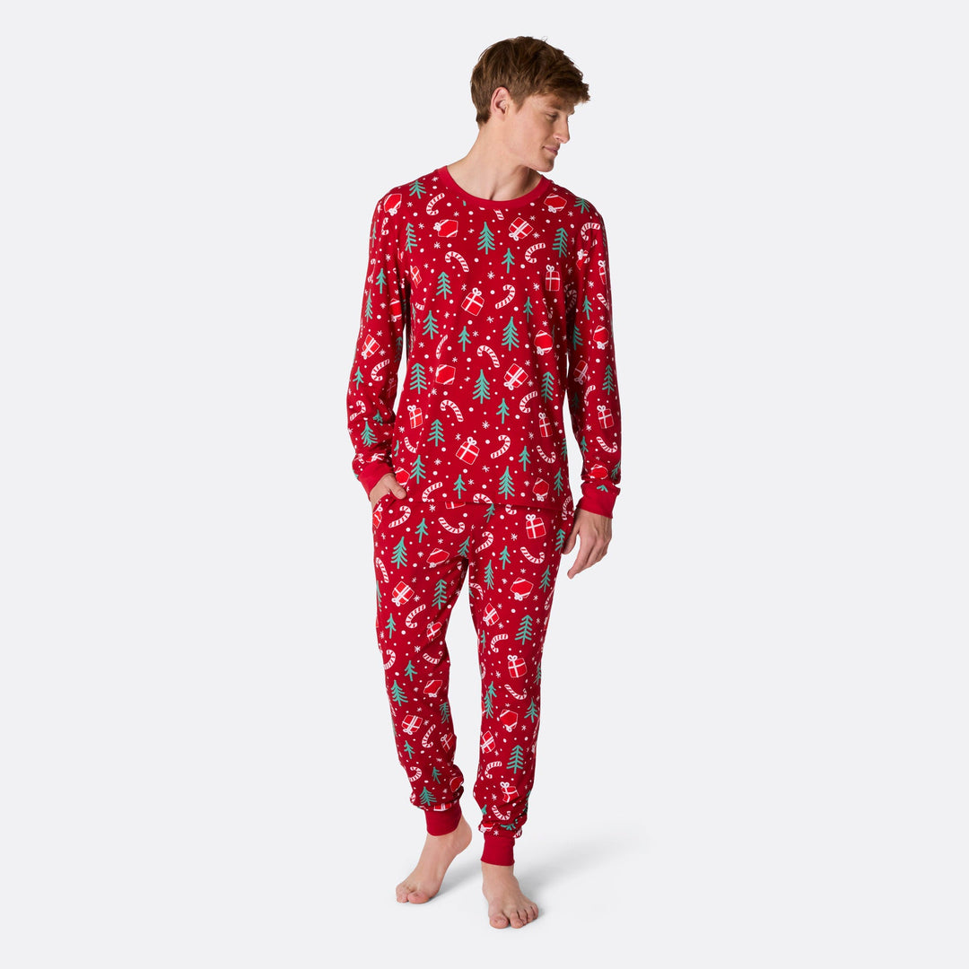 Men's Red Christmas Pattern Christmas Pyjamas