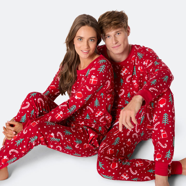 Red Christmas Pattern Christmas Pyjamas Family