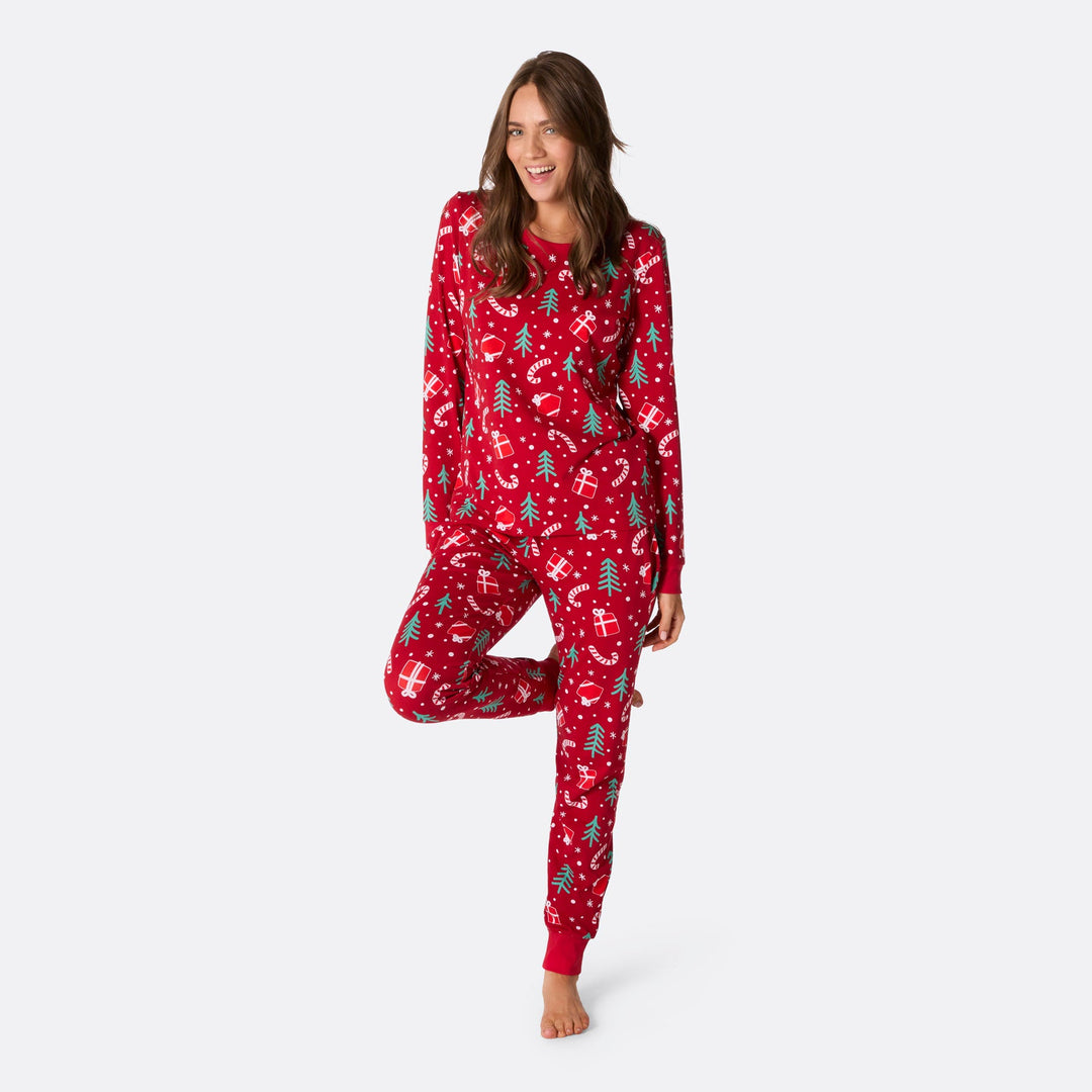 Women's Red Christmas Pattern Christmas Pyjamas Europe's largest