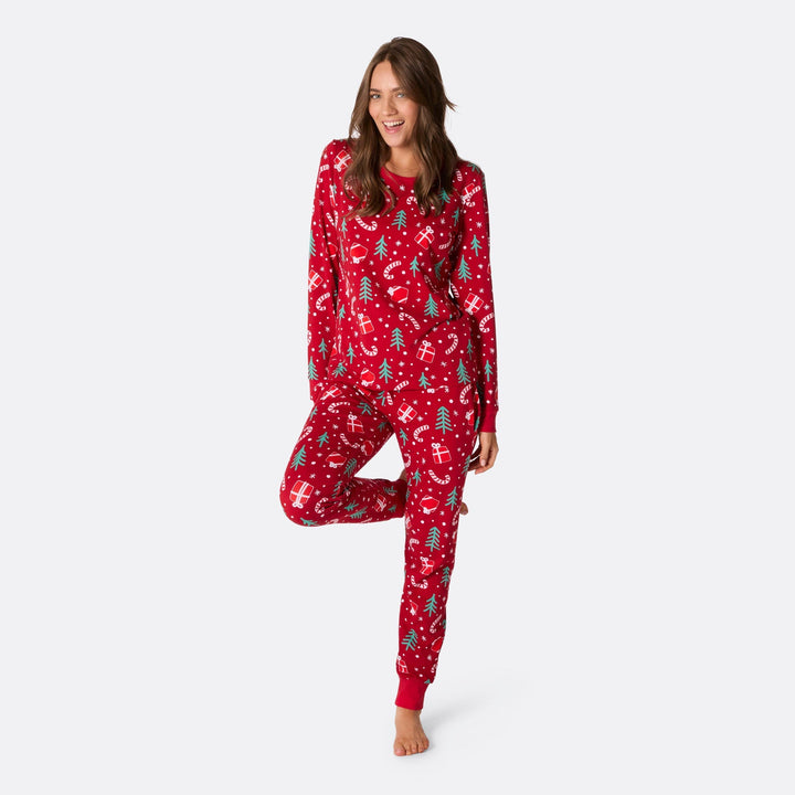 Red Christmas Pattern Christmas Pyjamas Family