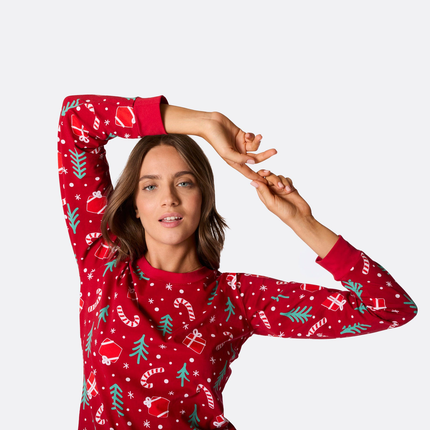 Women's Red Christmas Pattern Christmas Pyjamas