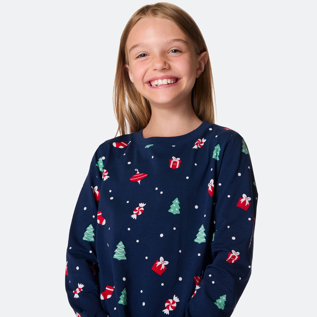 Kids' Blue Christmas Ornament Christmas Pyjamas