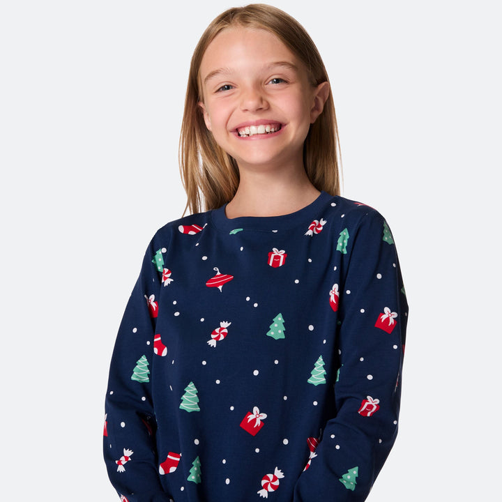 Kids' Blue Christmas Ornament Christmas Pyjamas