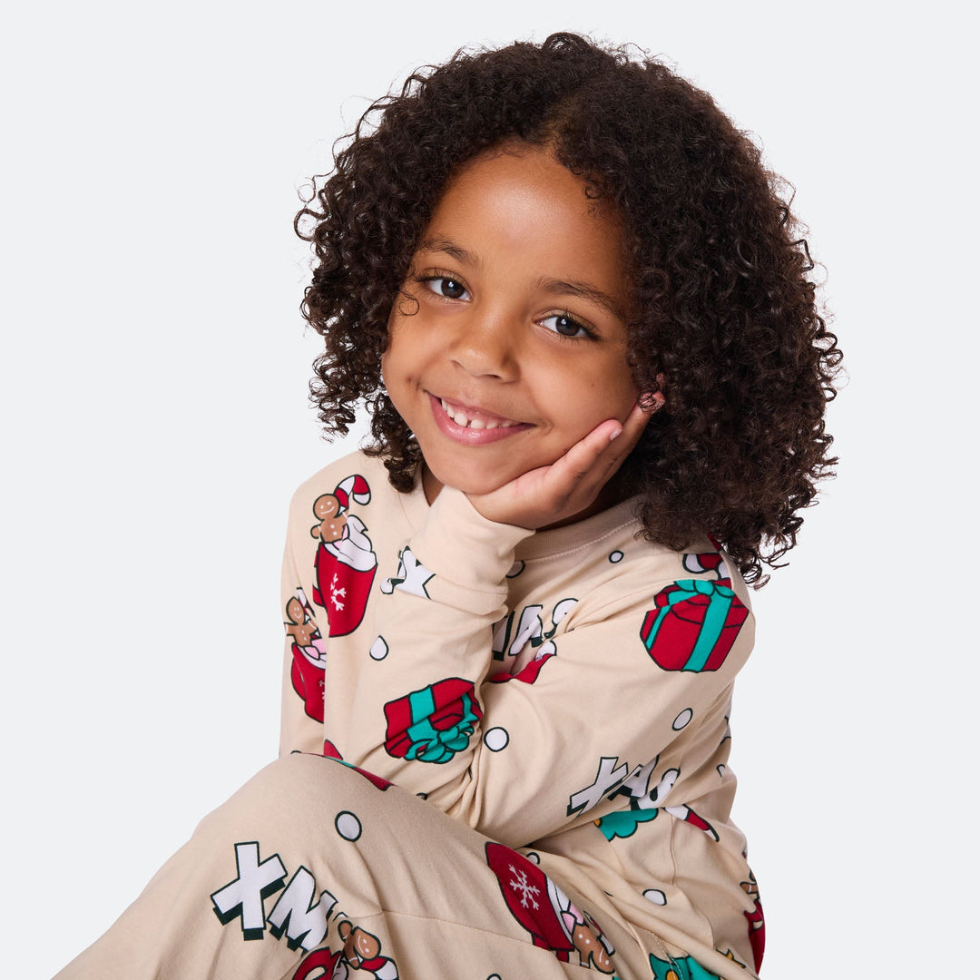 Kids' Beige Xmas Christmas Pyjamas