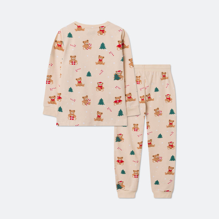Kids' Beige Teddy Bear Christmas Pyjamas