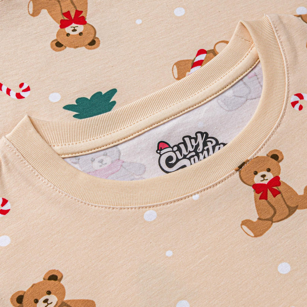 Kids' Beige Teddy Bear Christmas Pyjamas