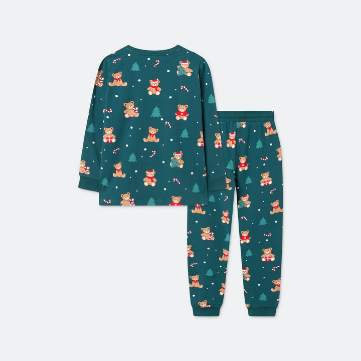 Kids' Green Teddy Bear Christmas Pyjamas