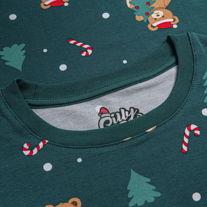 Kids' Green Teddy Bear Christmas Pyjamas
