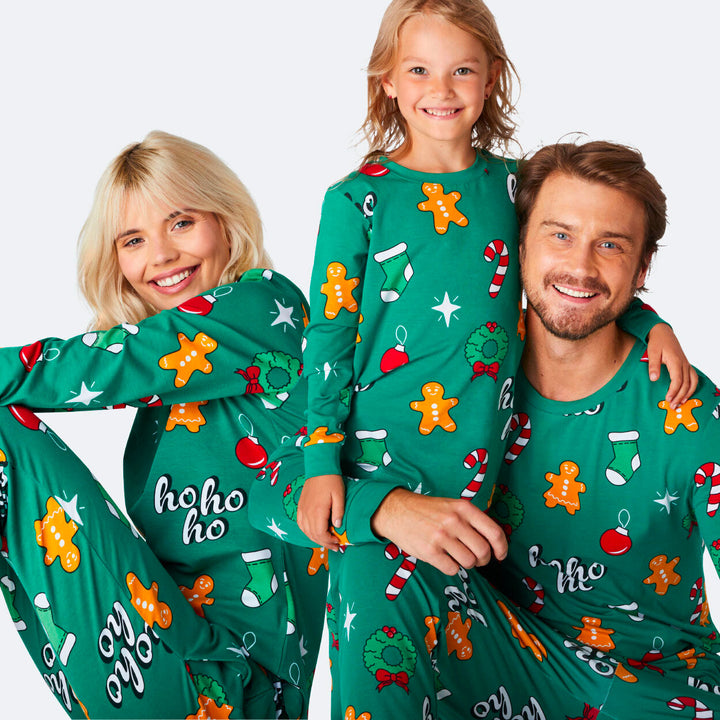 Matching Family Christmas Pyjamas - Green Hohoho