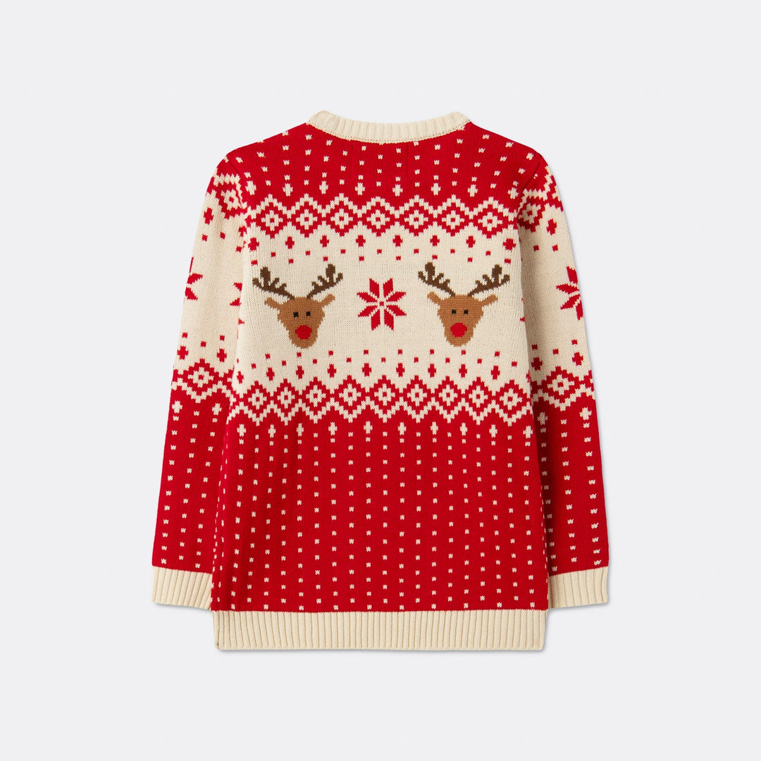 Kids' Retro Reindeer Red Christmas Sweater