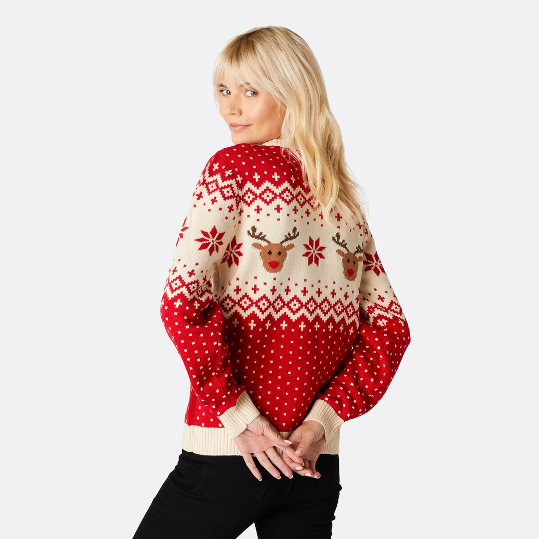 Women's Retro Reindeer Red Christmas Sweater