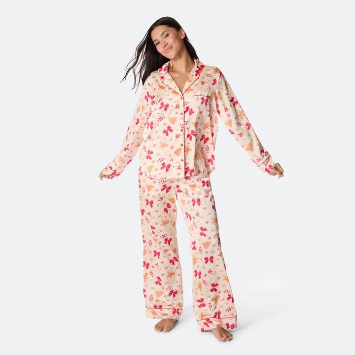 Women's Gingerbread Satin Christmas Pyjamas