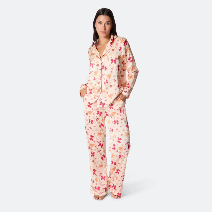 Women's Gingerbread Satin Christmas Pyjamas