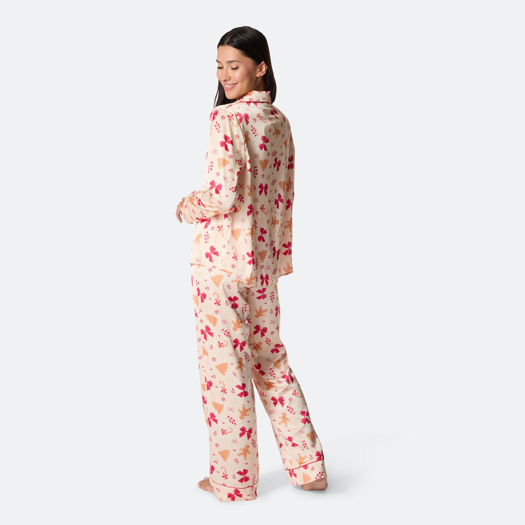 Women's Gingerbread Satin Christmas Pyjamas