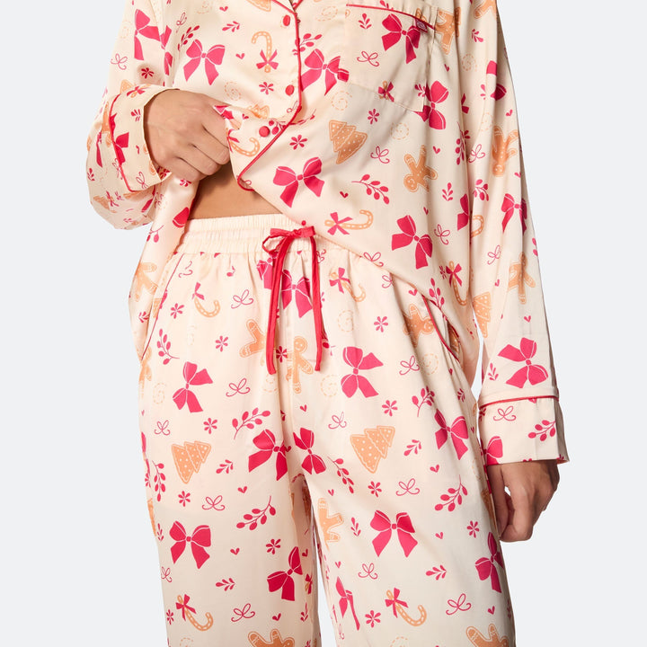 Women's Gingerbread Satin Christmas Pyjamas
