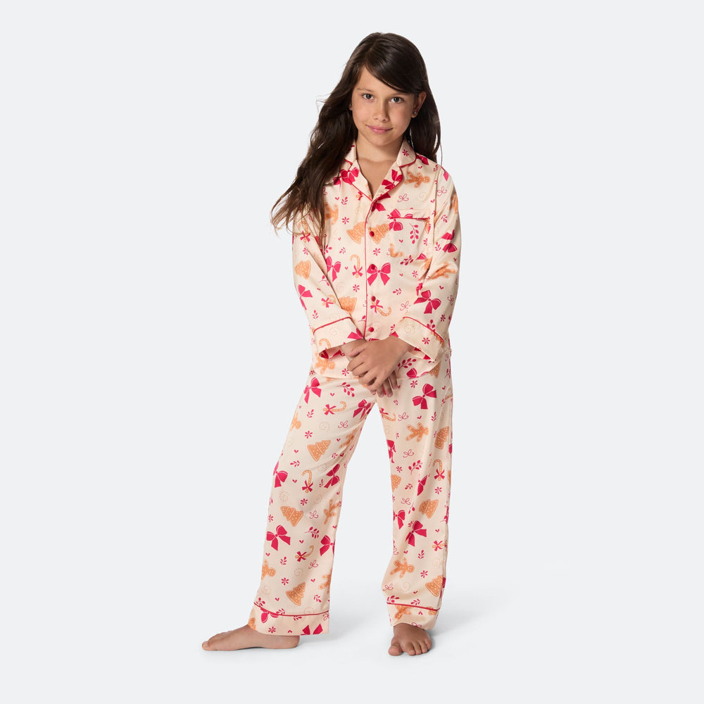 Kids' Gingerbread Satin Christmas Pyjamas