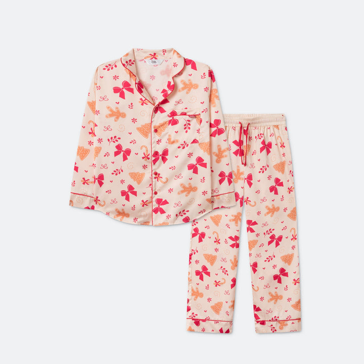 Kids' Gingerbread Satin Christmas Pyjamas