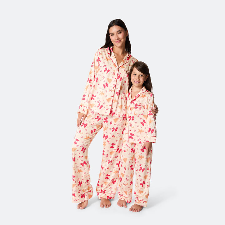 Kids' Gingerbread Satin Christmas Pyjamas