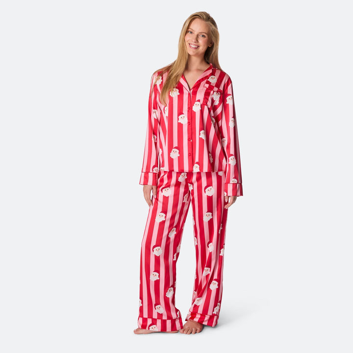Women's Striped Satin Christmas Pyjamas