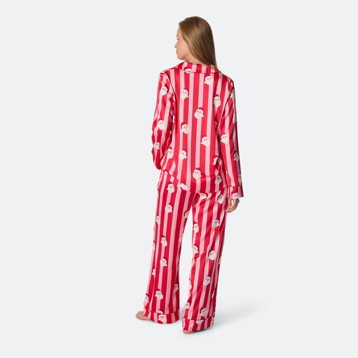 Women's Striped Satin Christmas Pyjamas