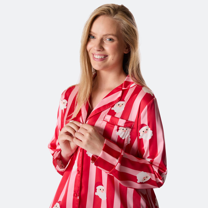 Women's Striped Satin Christmas Pyjamas