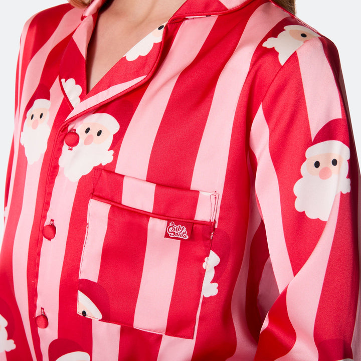 Women's Striped Satin Christmas Pyjamas