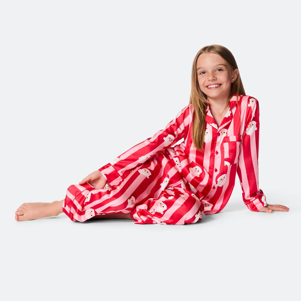 Kids' Striped Satin Christmas Pyjamas