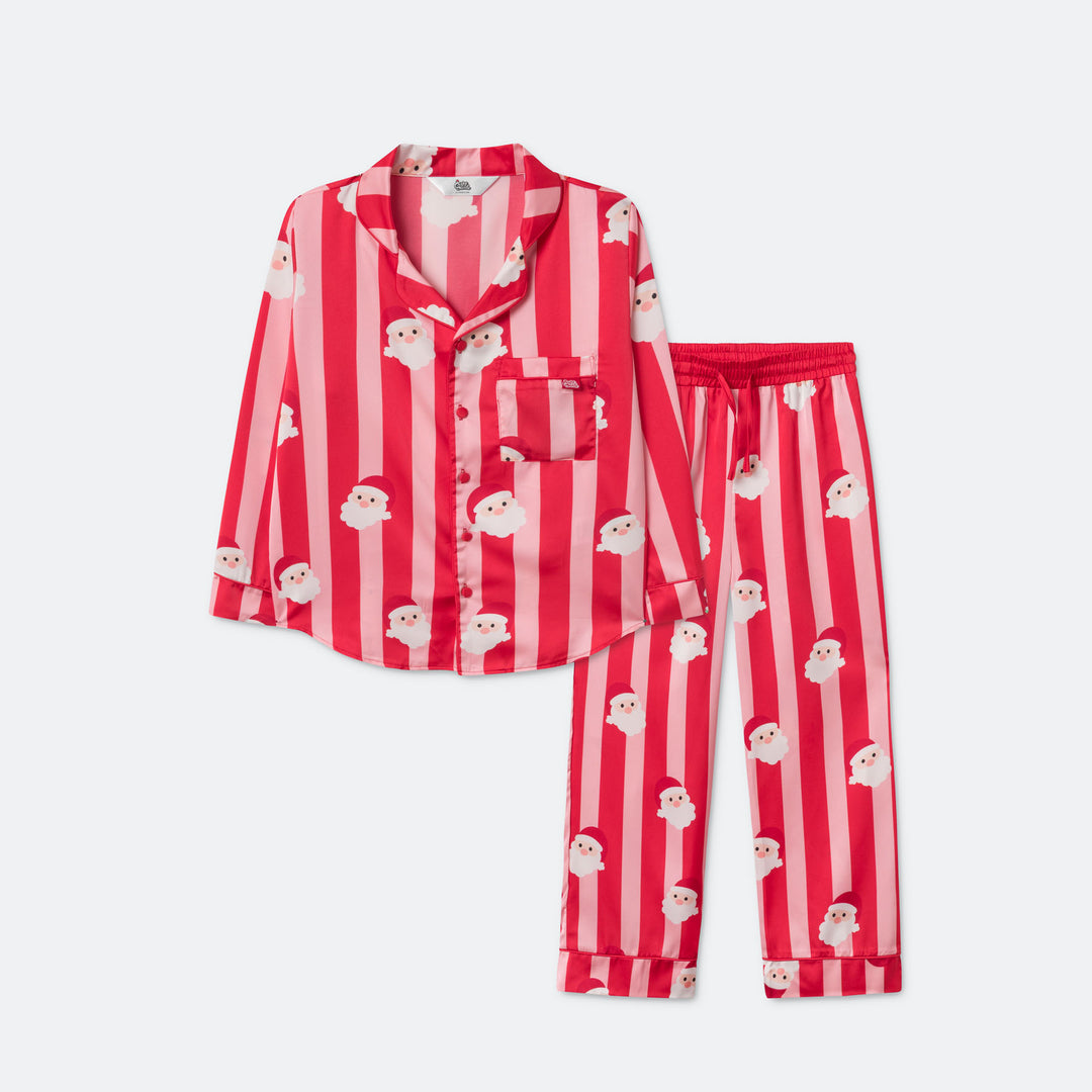 Kids' Striped Satin Christmas Pyjamas