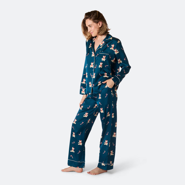 Women's Teddy Bear Satin Christmas Pyjamas