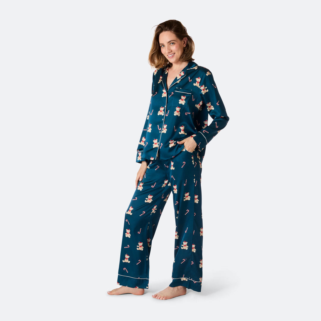 Women's Teddy Bear Satin Christmas Pyjamas