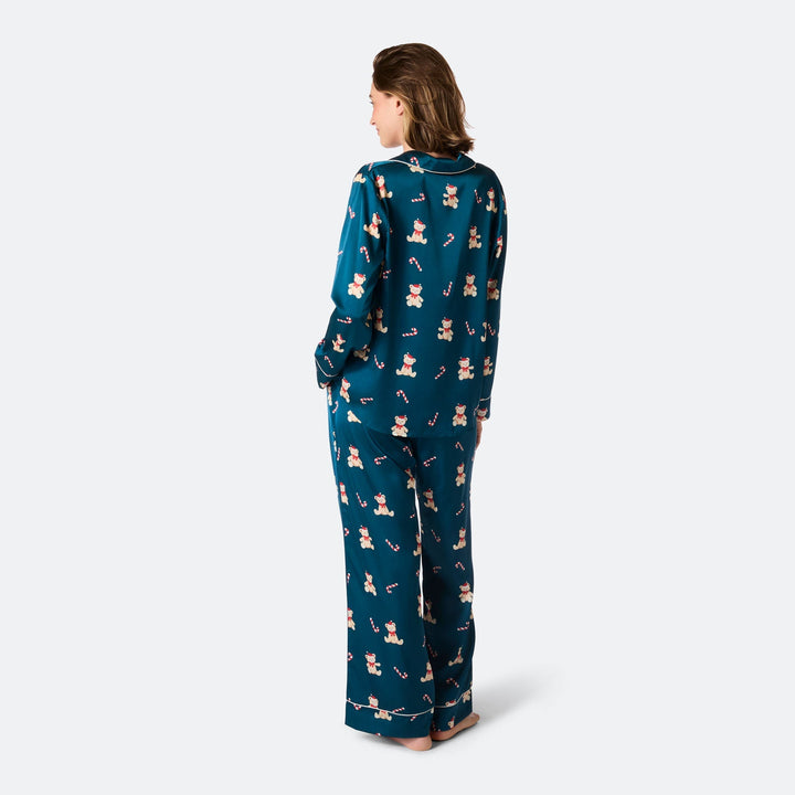 Women's Teddy Bear Satin Christmas Pyjamas