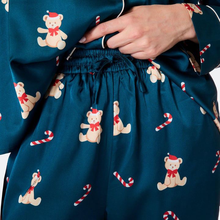 Women's Teddy Bear Satin Christmas Pyjamas