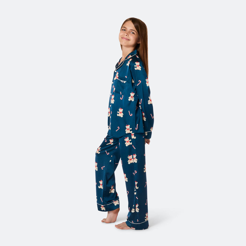 Kids' Teddy Bear Satin Christmas Pyjamas