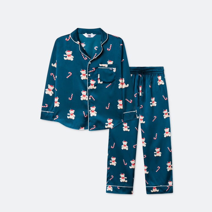 Kids' Teddy Bear Satin Christmas Pyjamas