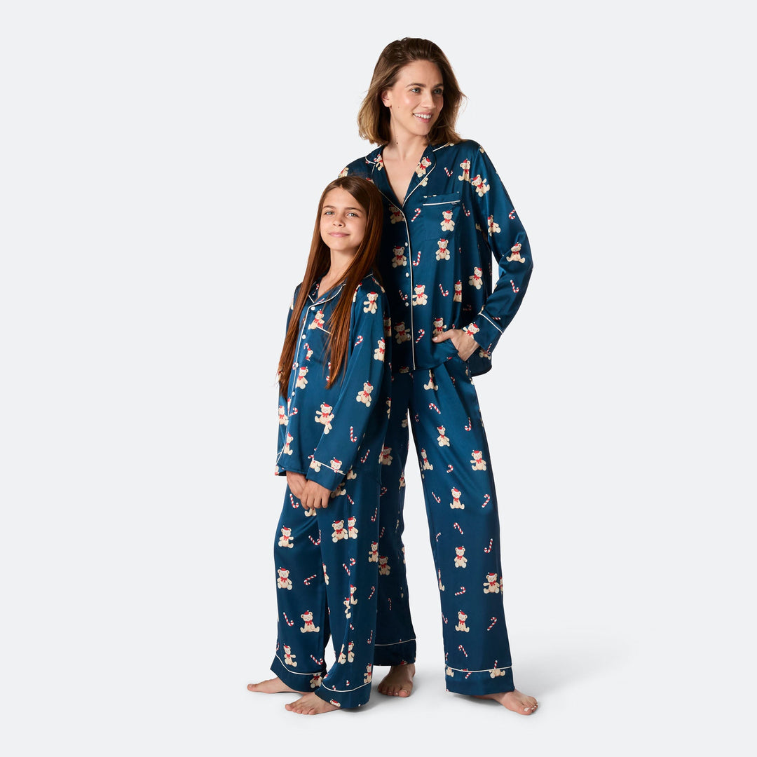 Kids' Teddy Bear Satin Christmas Pyjamas