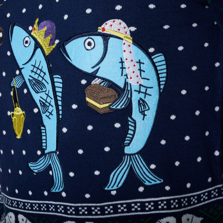 Women's Three Wise Fish Christmas Sweater