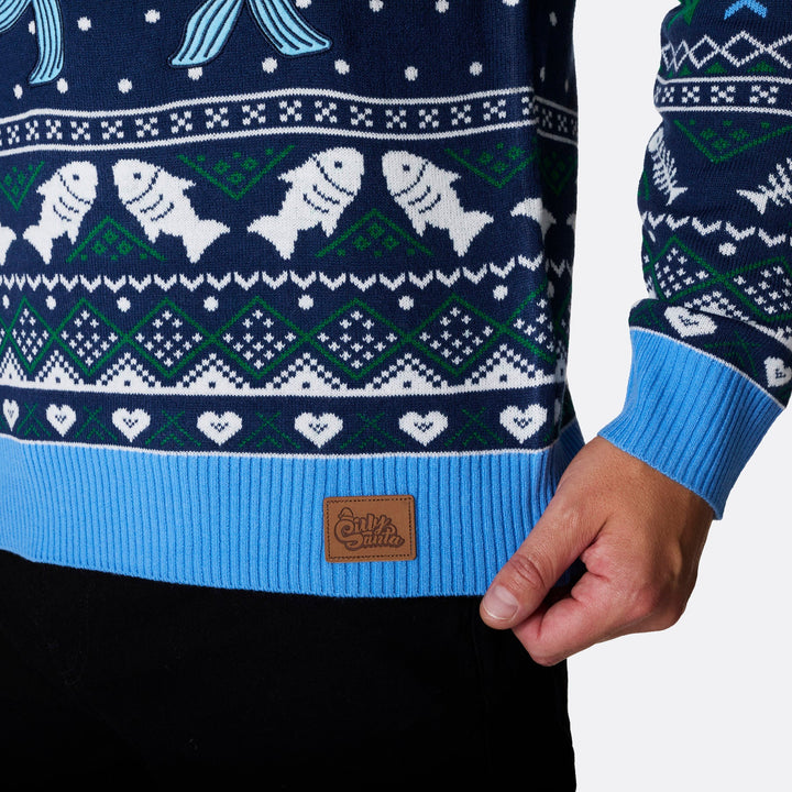 Men's Three Wise Fish Christmas Sweater