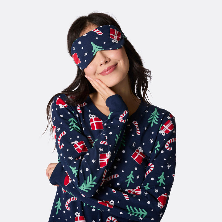 Blue Christmas Pattern Sleep Mask