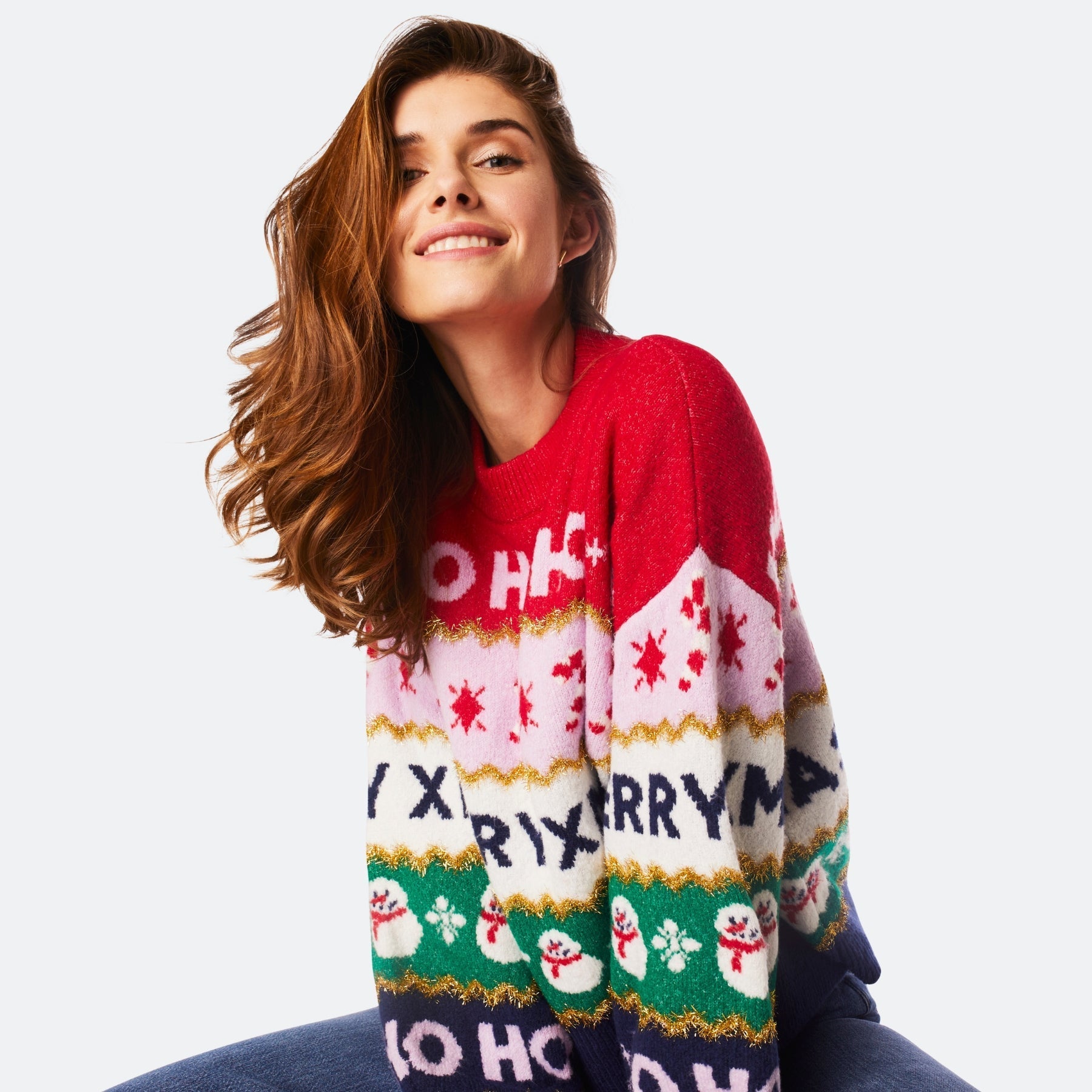 Women's Striped Oversized Christmas Sweater - Europe's