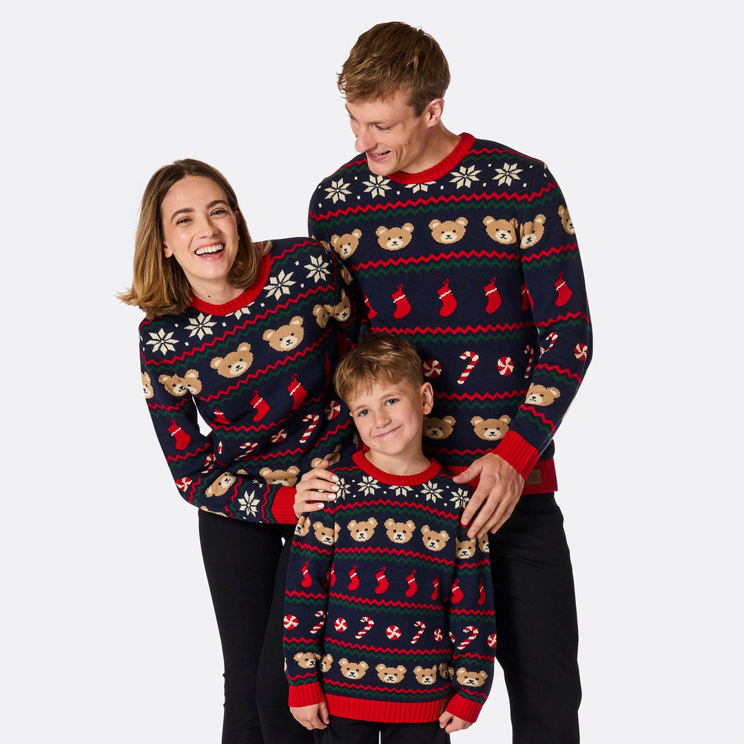 Teddy Bear Matching Family Christmas Sweaters