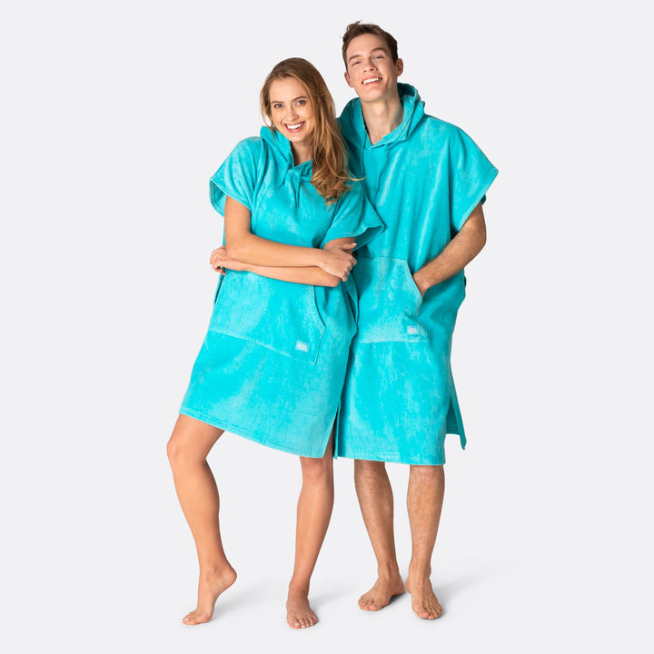 Coral Blue Towel Poncho