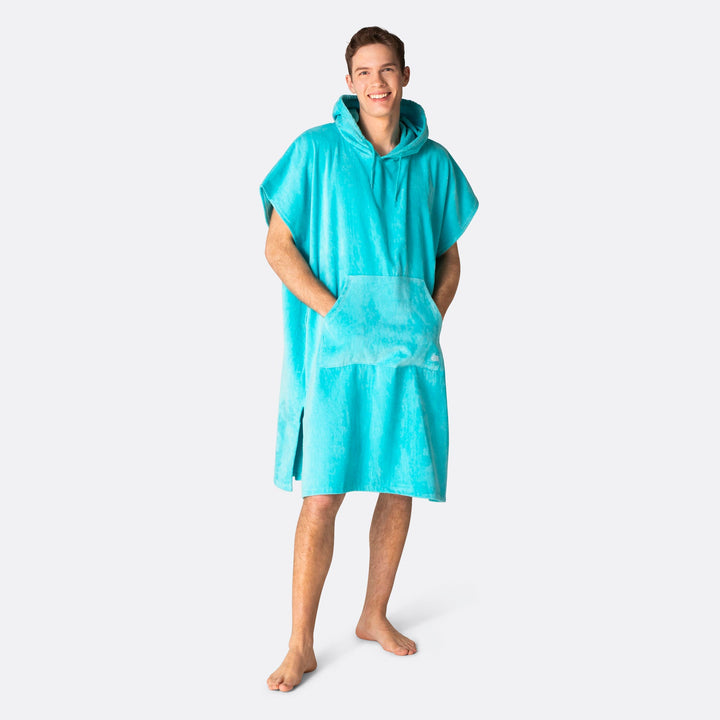 Coral Blue Towel Poncho