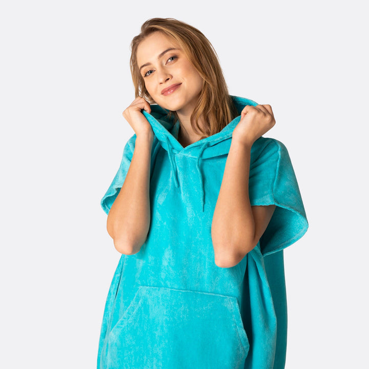 Coral Blue Towel Poncho