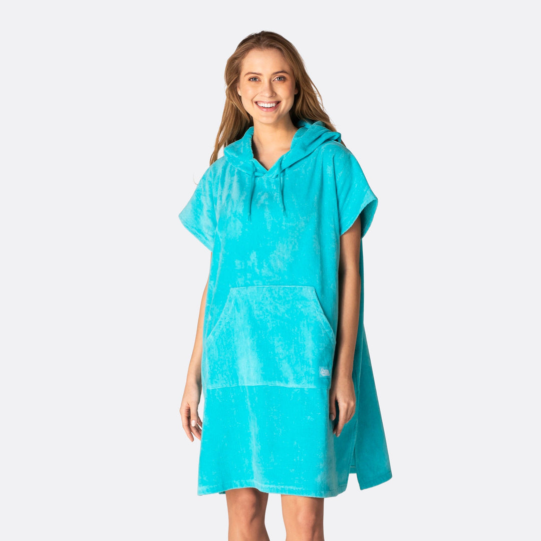 Coral Blue Towel Poncho