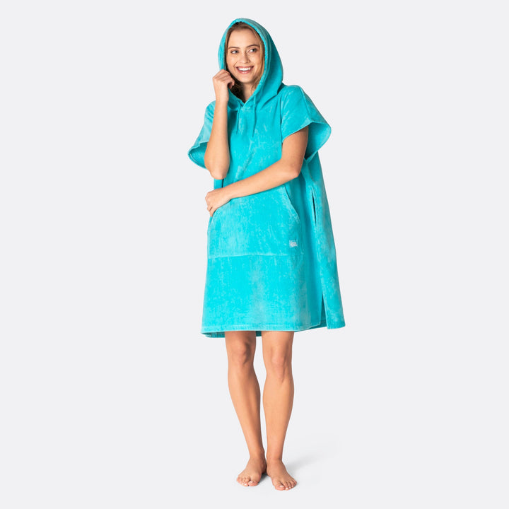 Coral Blue Towel Poncho