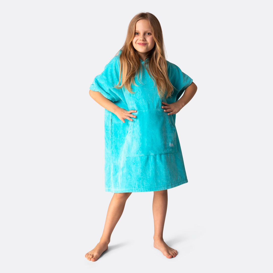 Kids' Coral Blue Towel Poncho